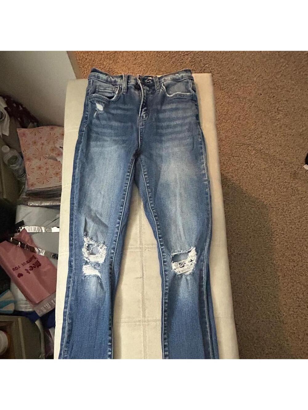 Flying Monkey distressed blue cotton, polyester & spandex jeans size 0